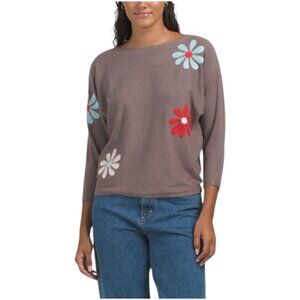 SIONI Floral Embroidered Pull Over Sweater